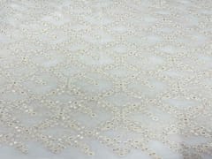 Dyeable Embroidered Georgette White Floral 15