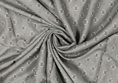Cotton Light Grey Red Floral Print