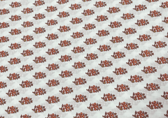 Printed Cotton Voil White Orange Floral