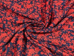 Printed Crepe Navy Blue Red Floral