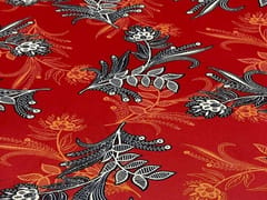 Printed Crepe Red White Flowers