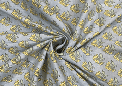 Printed Cotton Cambric Grey Yellow Flowers