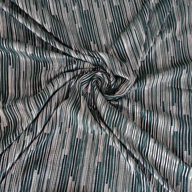 Bottle Green Colour Pleated Fabric