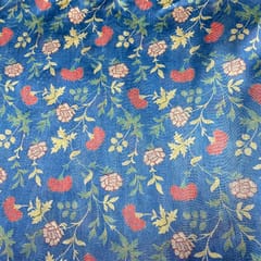 Blue Colour Semi Tussar Printed Fabric