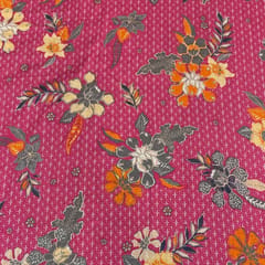 Pink Colour Pure Chanderi Printed Fabric