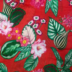 Multi Colour Pure Chanderi Printed Fabric