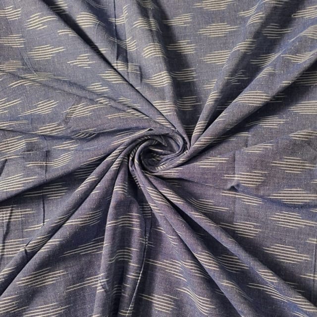 Sky Blue Colour Cotton Ikat Fabric