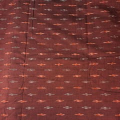 Brown Colour Cotton Ikat Fabric