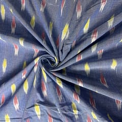 Sky Blue Colour Cotton Ikat Fabric