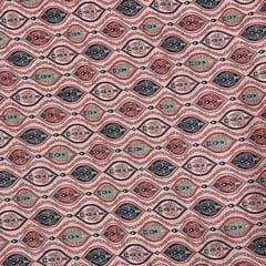 Peach Colour Cotton Linen Slub Printed Fabric