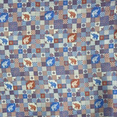 Multi Colour Cotton Linen Slub Printed Fabric