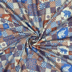 Multi Colour Cotton Linen Slub Printed Fabric