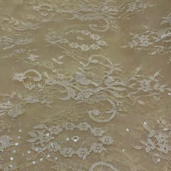 Lemon Yellow Colour Net Sequins Embroidered Fabric