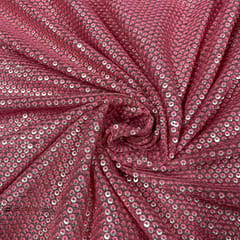 Beige Colour Net Embroidered Fabric