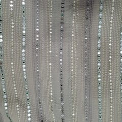 Olive Green Colour Georgette Embroidered Fabric