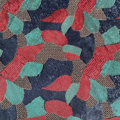 Red Colour Net Embroidered Fabric