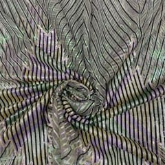 Grey Colour Net Embroidered Fabric