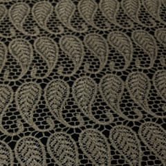 Beige Colour Net Embroidered Fabric
