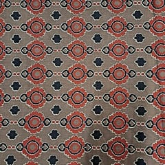 Brown Colour Cotton Cambric Printed Fabric
