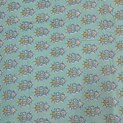 Sea Blue Colour Cotton Cambric Printed Fabric