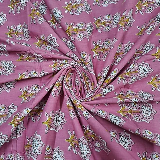 Baby Pink Colour Cotton Cambric Printed Fabric