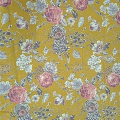 Mustard Colour Cotton Flex Discharge Printed Fabric