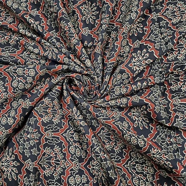 Black Colour Cotton Cambric Printed Fabric