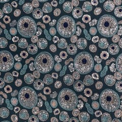 Aqua Blue Colour Geometric Cut Dana Embroidered Fabric
