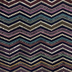 Navy Blue Colour Chevron Georgette Embroidered Fabric