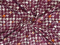 Purple & White Abstract Banana Crepe Fabric