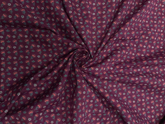 Purple Floral Cotton Lizzybizzy Fabric