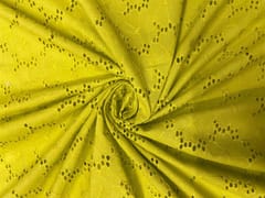 Neon Yellow Floral Hakoba Chikan Cotton Fabric