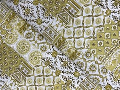 Olive Yellow Geometric Cotton Cambric Fabric
