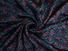 Dark Rama Green Geometric Modal Satin Fabric