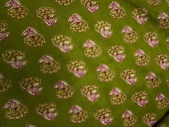 Green Floral Cotton Cambric Fabric