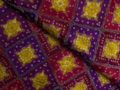 Purple Geometric Satin Embroiderd Fabric
