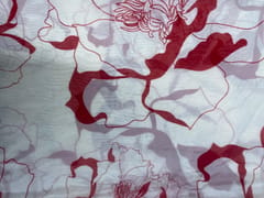 White Multicolor Abstract Viscose Organza