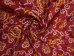 Dark Red Geometric Habutai Silk Fabric