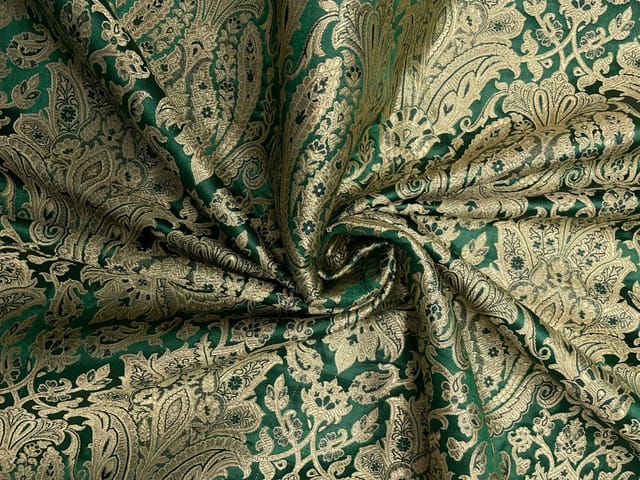Bottle Green Floral Brocade Fabric