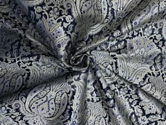 Black & Silver Floral Brocade Fabric