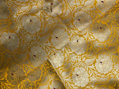 Bright Yellow Floral Brocade Fabric