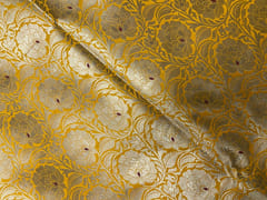 Bright Yellow Floral Brocade Fabric
