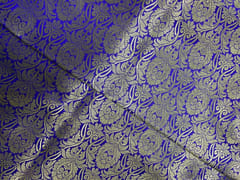 Royal Blue Floral Semi Brocade