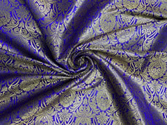 Royal Blue Floral Semi Brocade