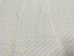 White and Yellow Dots Printed Cotton Mul Satin Fabric