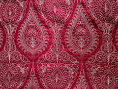 Red Floral Pure Monga Silk Fabric