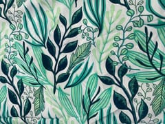 Green White Leaves Double Georgette Fabric