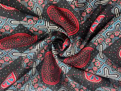 Black Abstract Chanderi Fabric