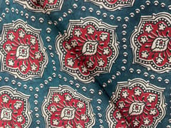 Rama Green Abstract Chanderi Fabric