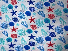 White Blue Star Pure Chanderi Print Fabric
